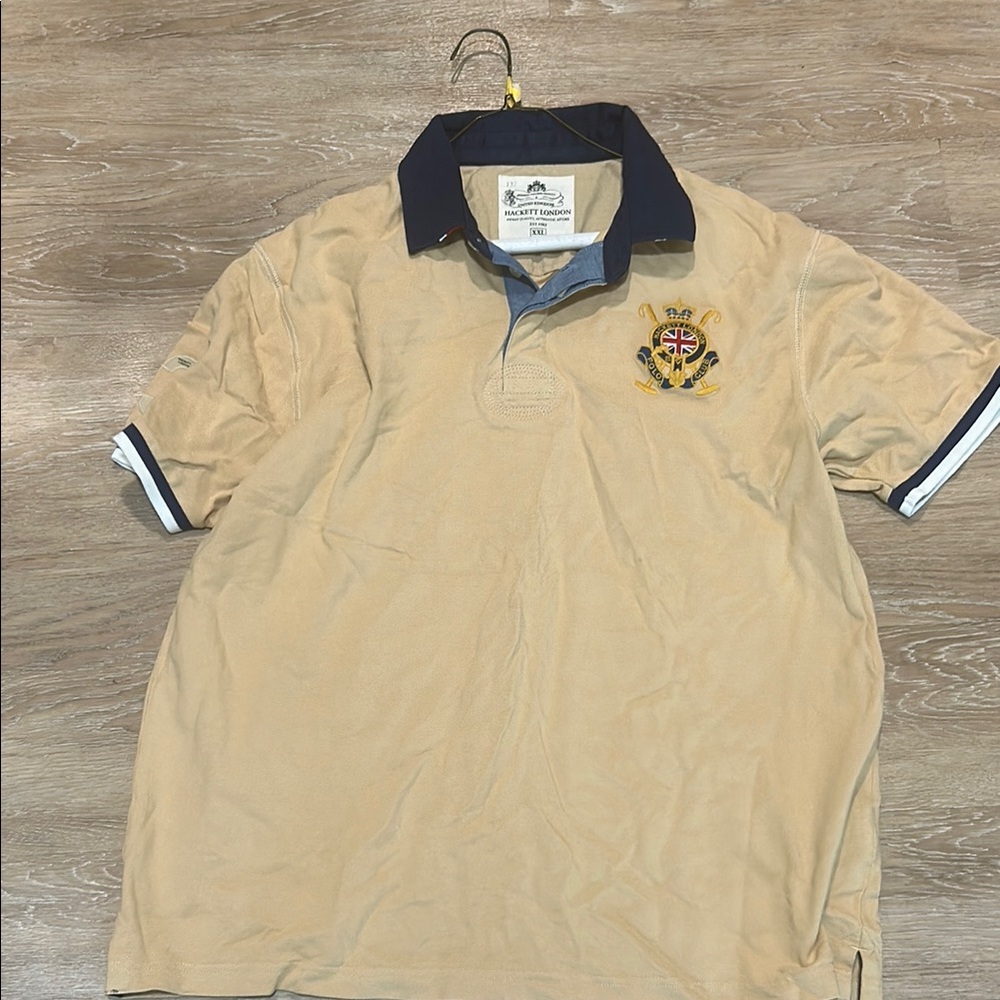 Men's Beige Polo Shirt with Embroidered Crest